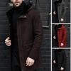 Long Jacket Fur Integrated Suede Jacket Multi-button Hooded Men's Coat