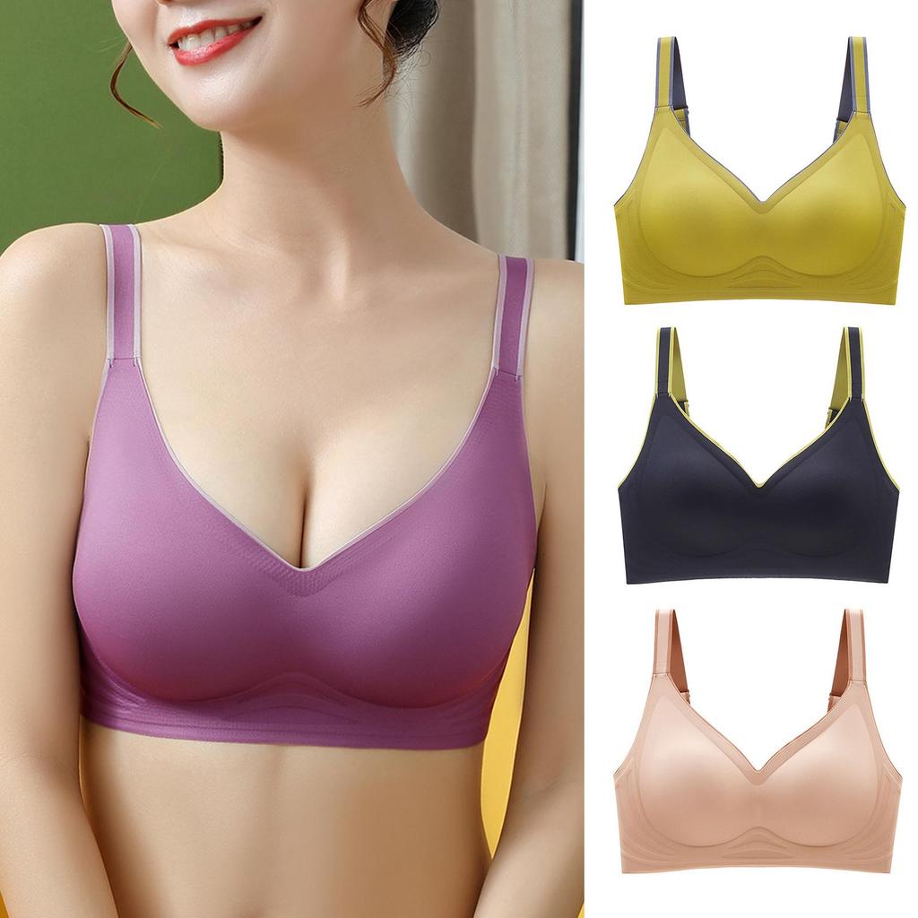 Женский бюстгальтер Съемные накладки на грудь Сплошной цвет Push Up Поддержка груди Дышащая мягкая беспроводная застежка на спине Регулируемые бретели Спортивный бюстгальтер