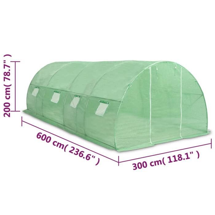 VidaXL Greenhouse 600x300x200 Cm Green Galvanized Steel Garden Greenhouse Vegetable Shelters 45536