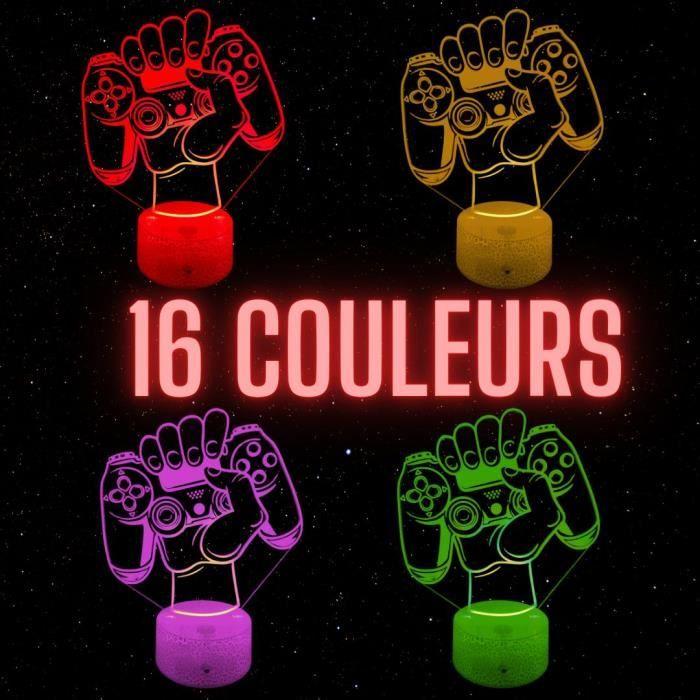 Lampe de chevet 3D LED Jeux Vidéos Manette, Veilleuse changement de couleurs, Lampe tactile bureau et Chambre enfant, Eclairage Noël