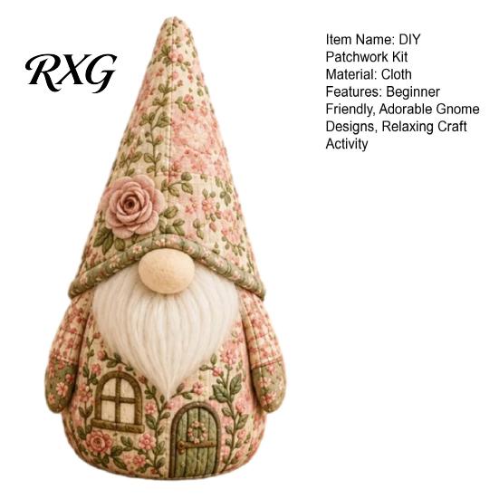 Sewing Kit for Adults DIY Gnome Patchwork Kit, Craft Set, Cute Relaxing Activity Fabric And Beginners, Handmade Gift Pre-cut