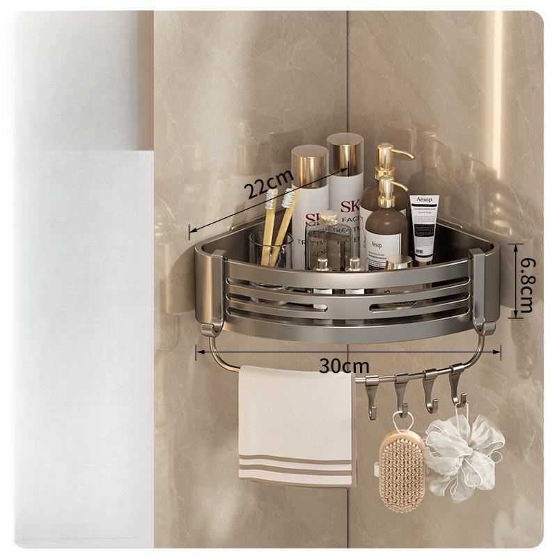 Aluminum Alloy Bathroom Shelves Punch-free Thickened Tripod Wall-mounted Corner Shelf Bathroom Accessories Shower Organizer