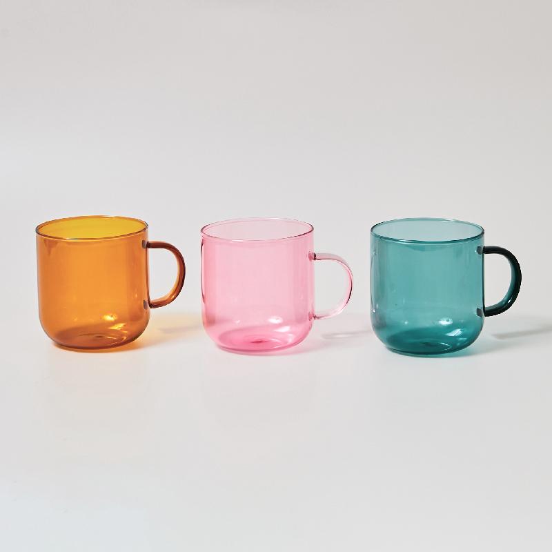 Heat Resistant Glass Colorful Coffee Glasses with Handle Household Milk Breakfast Cup Nordic Modern Mug Drinking Glasses