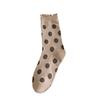 Polka Dot Socks, Women's Mid-calf Socks, Black Fungus Edge Pile Socks, Cotton Lace Long Calf Socks for Autumn and Winter, Women