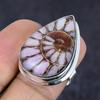 Натуральный ископаемый аммонит драгоценный камень 925 стерлинговое серебро ювелирное кольцо размер 7 c9y28