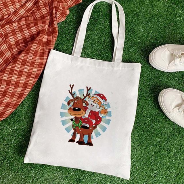 Большая вместительная сумка для книг, многоразовые рождественские сумки на плечо, ручная сумка Санта-Клауса, складная сумка для покупок, повседневная холщовая сумка-тоут, подарочные пакеты