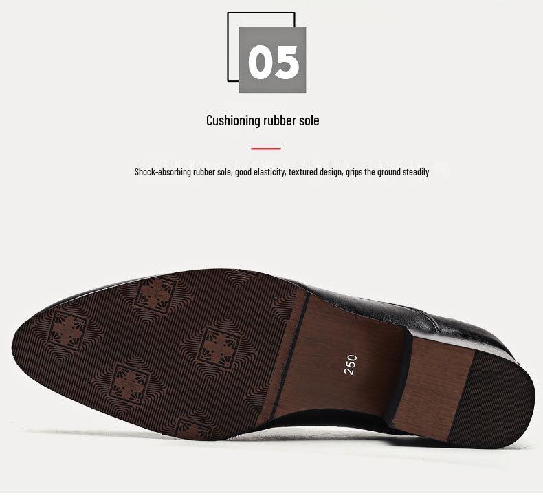 Мужские кожаные туфли на высоком каблуке - варианты высоты 6 см и 8 см, натуральная кожа, модный остроносый дизайн