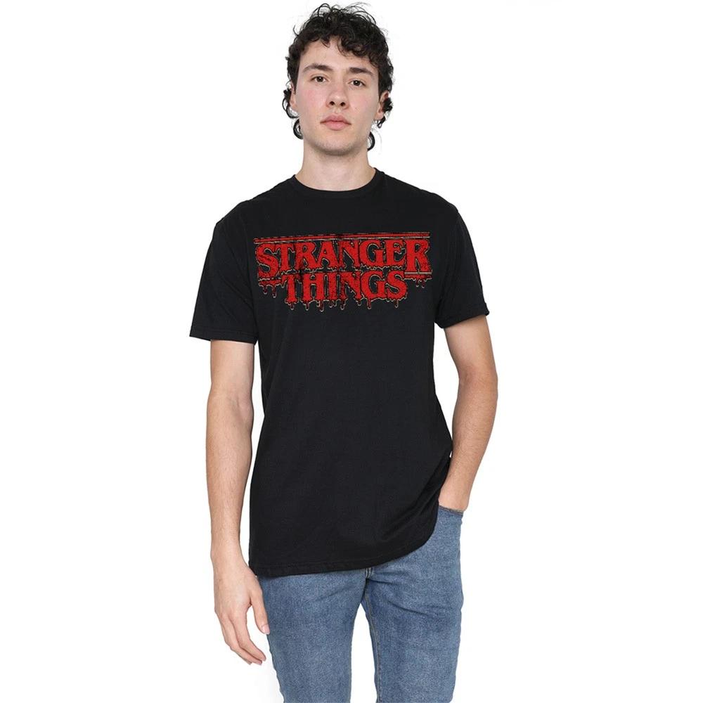 Футболка унисекс Stranger Things Ретро Логотип с подтеками S-5XL, Черная