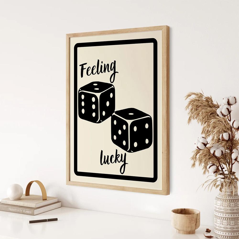 Современный модный эстетический черный туз карты Lucky You Funky Art 8 Ball Wall Art Холст Картина Плакаты для гостиной Домашний декор