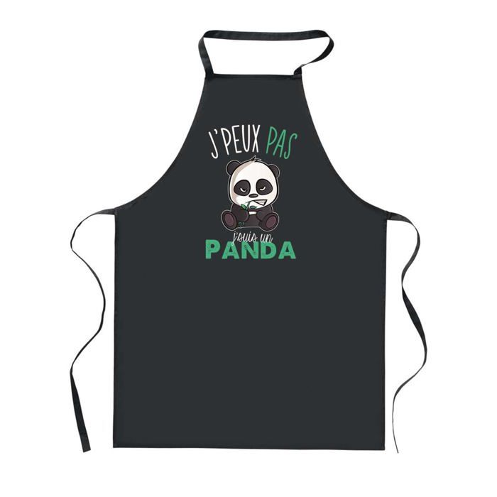 Tablier de cuisine - PLANETEE - J'peux Pas Panda - Noir - 90x60 cm - Impression Bretagne