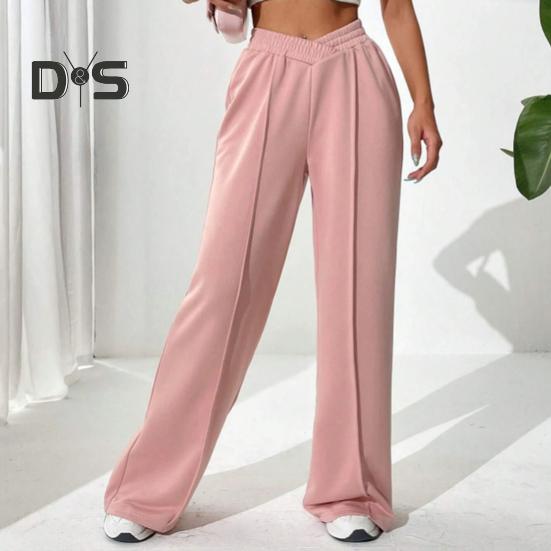 Женские брюки V-образной формы с высокой талией, прямые, широкие, длинные брюки, однотонные, свободного кроя, спортивные брюки для повседневной носки