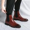 Red Bottom Chelsea Boots For Men Round Toe Slip-On Business Ankle Boots Size 38-46 Men Short Boots  Para Moto Hombre