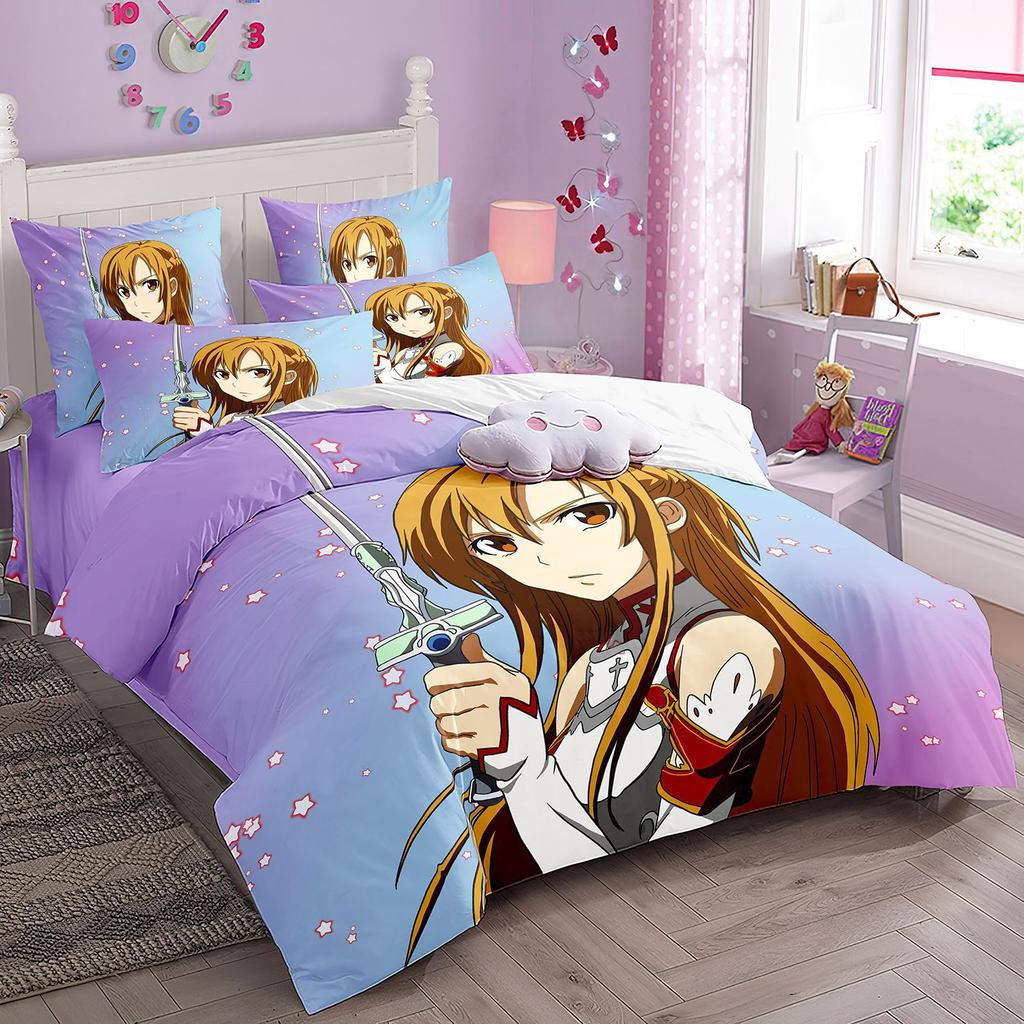 Мультяшные комплекты постельного белья Sword Art Online, японское аниме Art Online пододеяльник наволочка для подростков и детей декор спальни