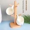Tree Shape Wood Coffee Tea Cup Storage Holder Stand, Mug Hanging Display Rack, Drinkware Shelf, 6 Hooks, Home Kitchen, 1 Set