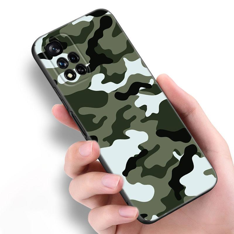 Камуфляжный Армейский Черный Силиконовый Чехол для Телефона Для Xiaomi POCO X3 X4 NFC F5 M3 M4 M6 X5 X6 Pro F3 F4 GT 5G C55 C65 M5