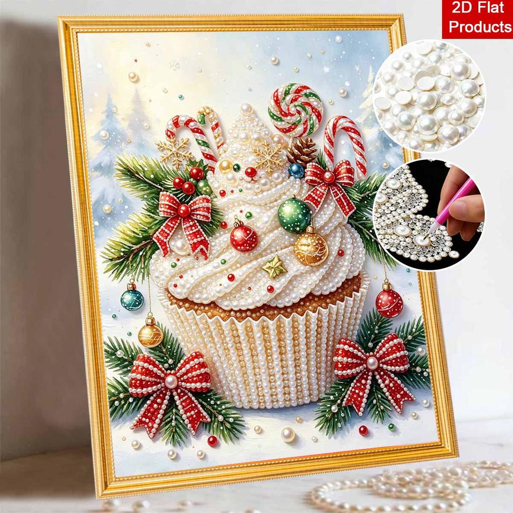 Christmas Pearl Painting Kit Handmade DIY Home Decoration Painting Cupcake Candy Cane Pine Branches Ornaments Gift Decor Art Craft