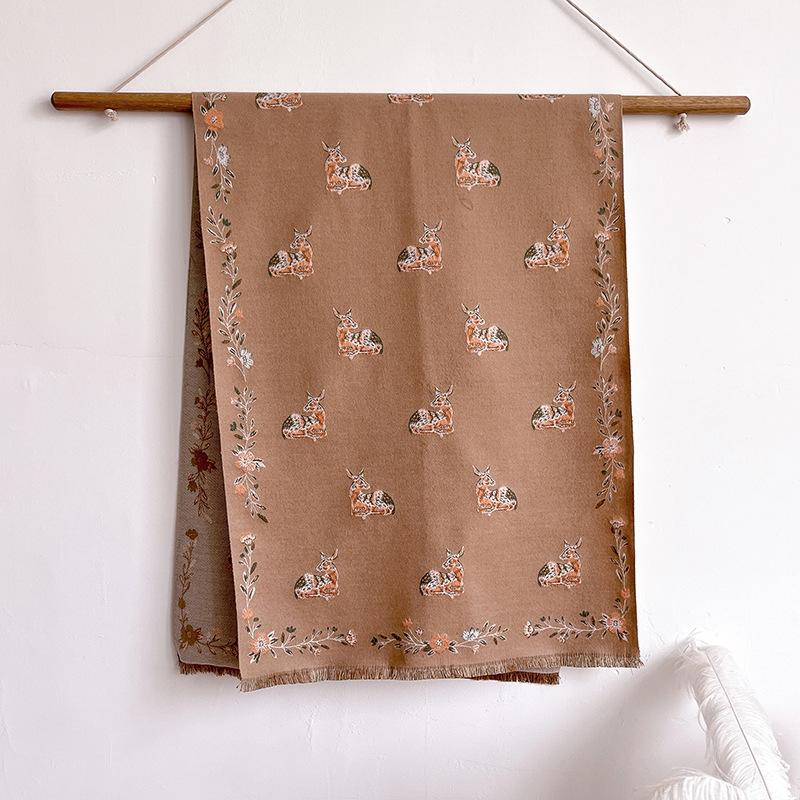 Versatile Printing Contrasting Colors, Double-Sided Imitation Cashmere Scarf, Winter High-End Warm Shawl Women