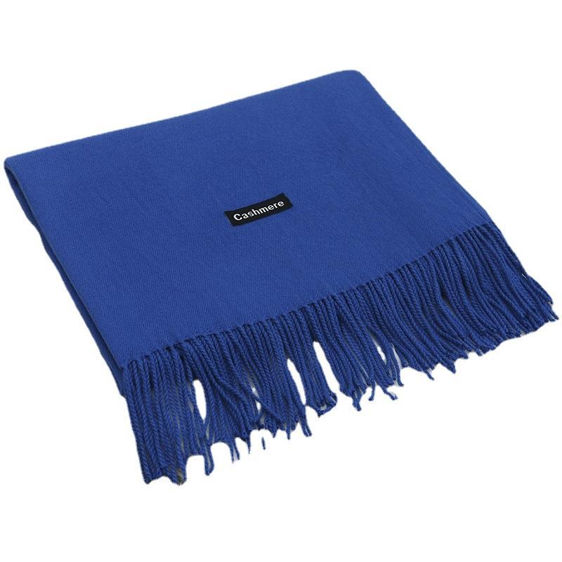 70*200 см осенне-зимний новый женский кашемировый шарф однотонный имитация кашемира шарф толстая вышитая кашемировая шаль