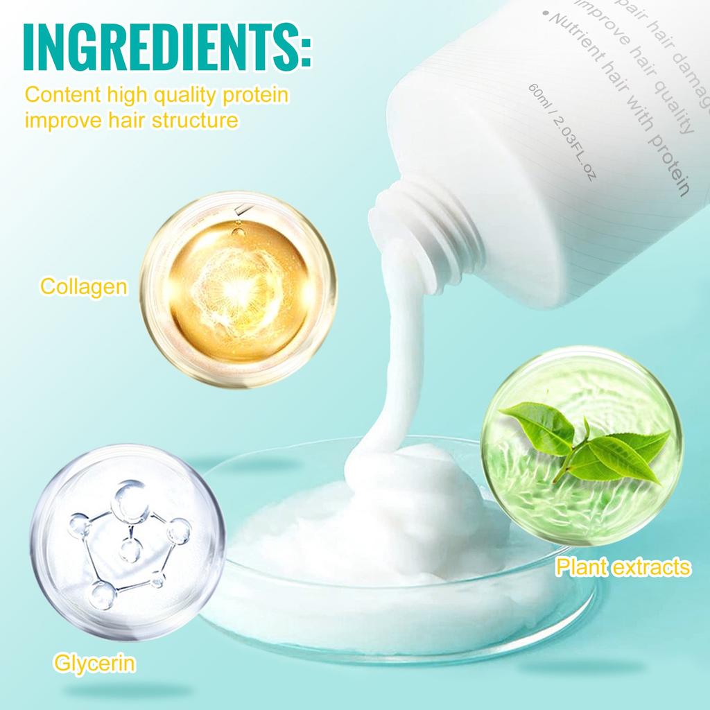 Корректирующий протеиновый крем для выпрямления волос, крем для выпрямления вьющихся волос, питает и разглаживает, подходит для всех типов волос, 60 мл