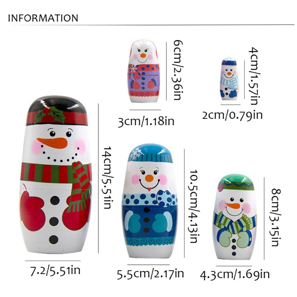 Smooth Xmas Matryoshka Doll Wood Wooden Stacking Dolls Cute Christmas Nesting Dolls  Xmas