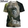 Футболка с принтом 3D Mimics Gorilla для мужчин, забавные футболки с рисунком обезьяны, летние свободные топы с круглым вырезом, футболки с короткими рукавами
