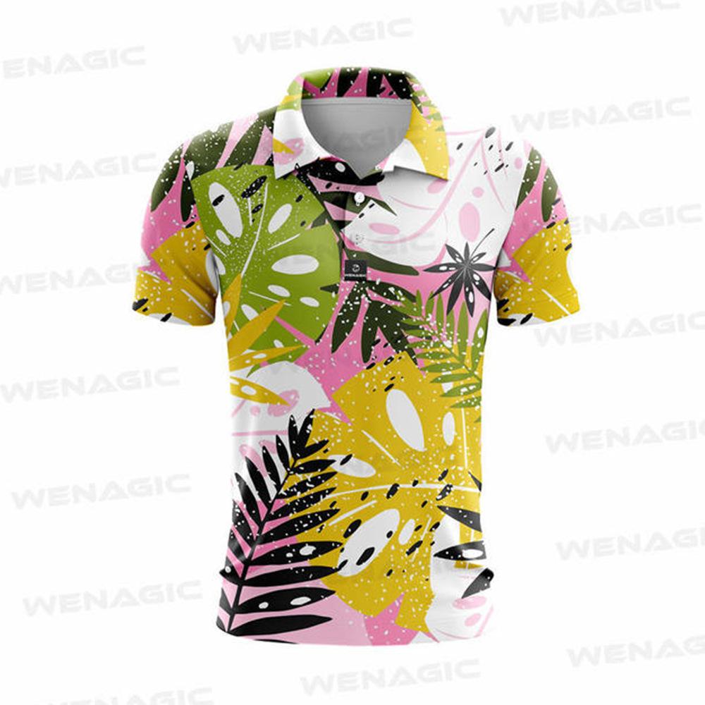 Golf polo shirt diamond pattern polo shirt summer short sleeve t-shirt quick drying breathable