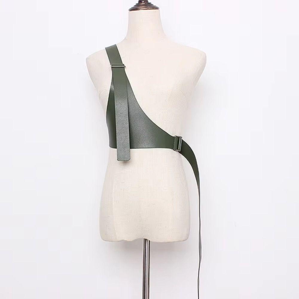 Irregular Design Women Waist Harness PU Leather Dress Cummerbunds Cool Body Suspender  Skirt
