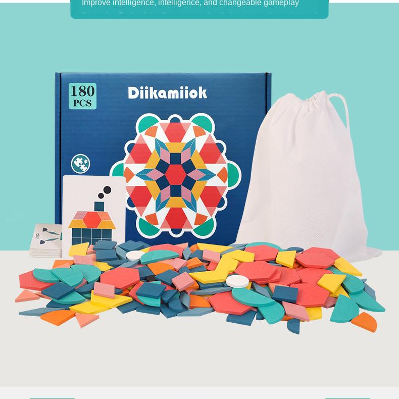 Набор из 180 шт., деревянные 3D-пазлы, красочные геометрические формы, танграм, игра-головоломка, детские обучающие развивающие игрушки Монтессори для детей MYY
