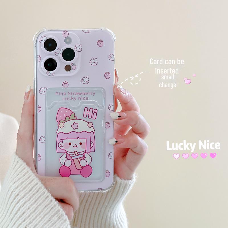 Чехол-держатель для карт Zhitai для iPhone 15/16 Pro Max/14/XS/XR/7/8 Plus - мультяшный дизайн