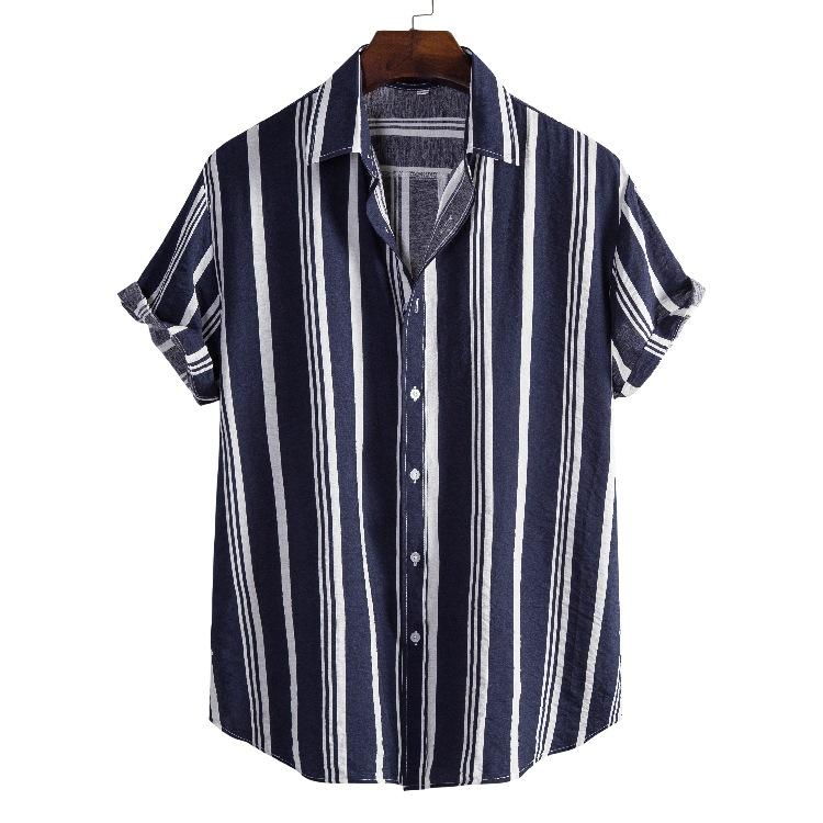 Men S Short Sleeve Loose Fit Striped Shirt
