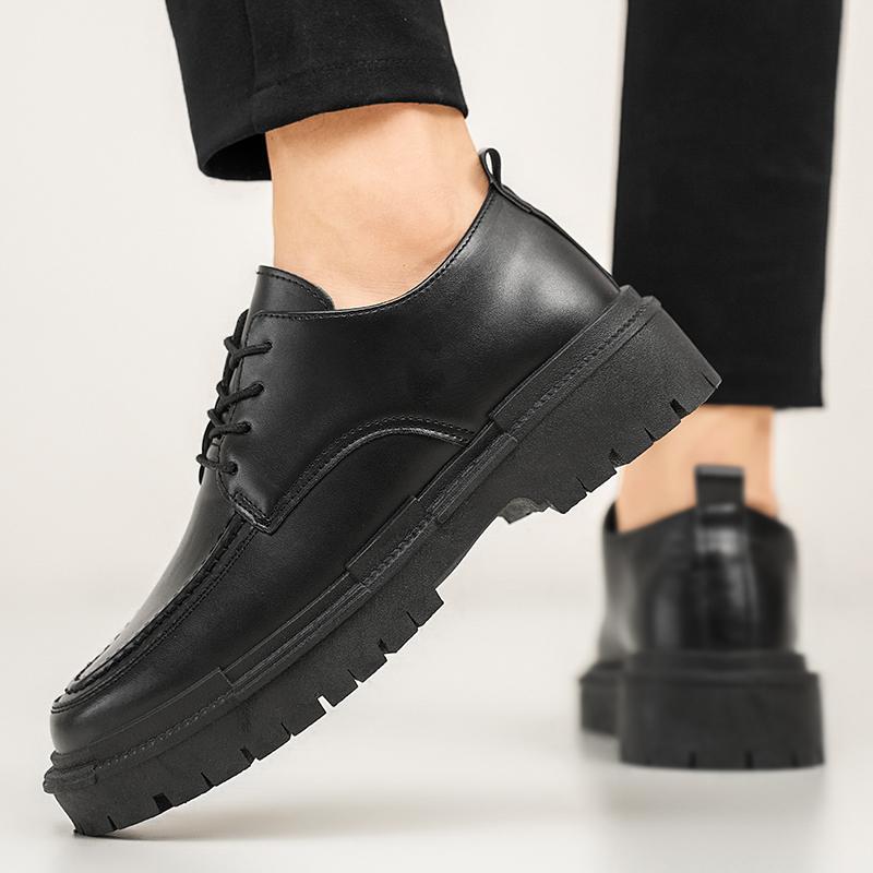 Мужские кожаные туфли на толстой подошве, формальные, черные, дизайнерские, люксовый бренд, платформа, повседневные, свадебные оксфорды, мужская рабочая обувь