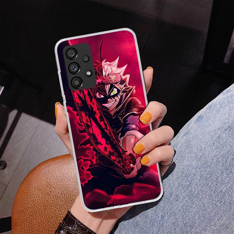 Black C-Clovers Anime Phone Case For Samsung Galaxy A52 A32 A22 A12 A51 A31 A50S A30S A20S A10S Note 20 Ultra 10 Plus S10 A72 A7
