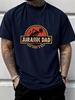 Юрский Папа Скелет Динозавра Графика Мужская Футболка Смешной Отец Винтаж Короткий Рукав Круглый Вырез Хлопок Футболка Папа Юмор Повседневная Верх