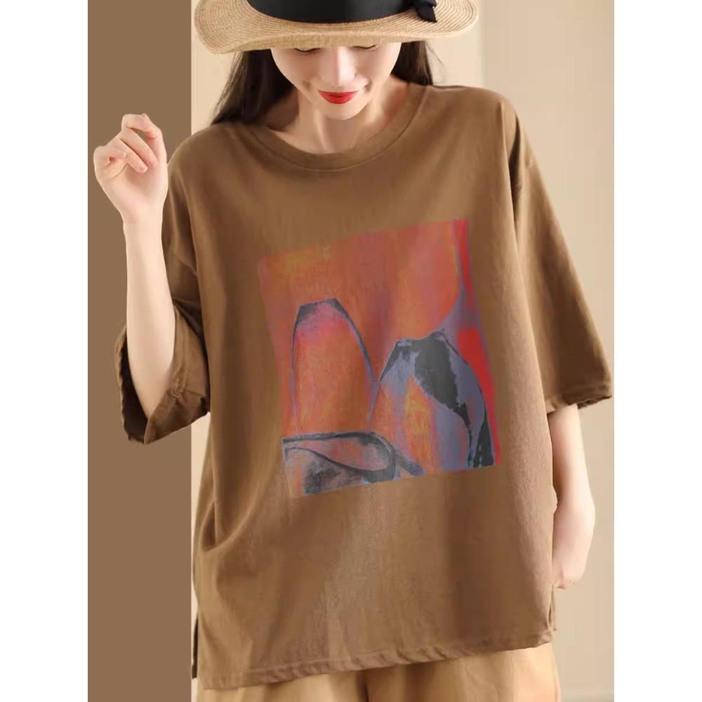 DIMANAF 2025 Летняя однотонная футболка большого размера для женщин с принтом и коротким рукавом, длинные свободные топы, футболки