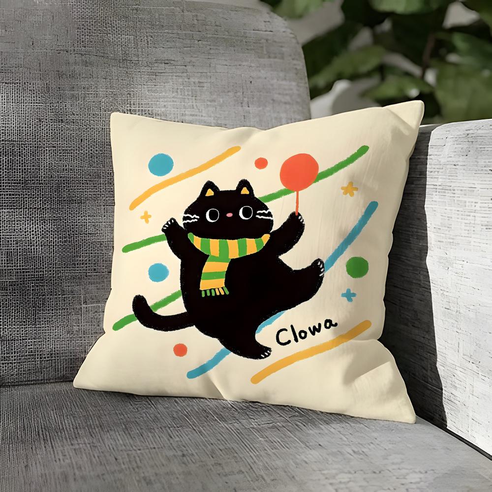 Cute Cat Pattern Pillow Case Linen Pillows Case Cushions Case Sofa Pillows Case Decor Home