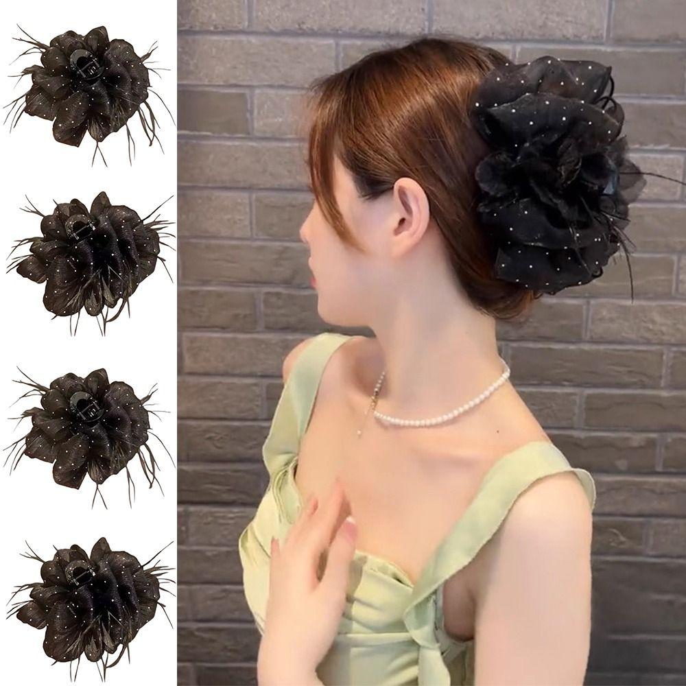 Кисточка Захват Клип Звездное Небо Перо Пузырь Акула Клип Элегантный Головной Убор Женщины