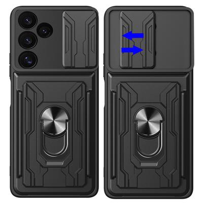 Чехол для Samsung Galaxy S24 FE PC+TPU Подставка Задняя крышка телефона со слайдером для камеры