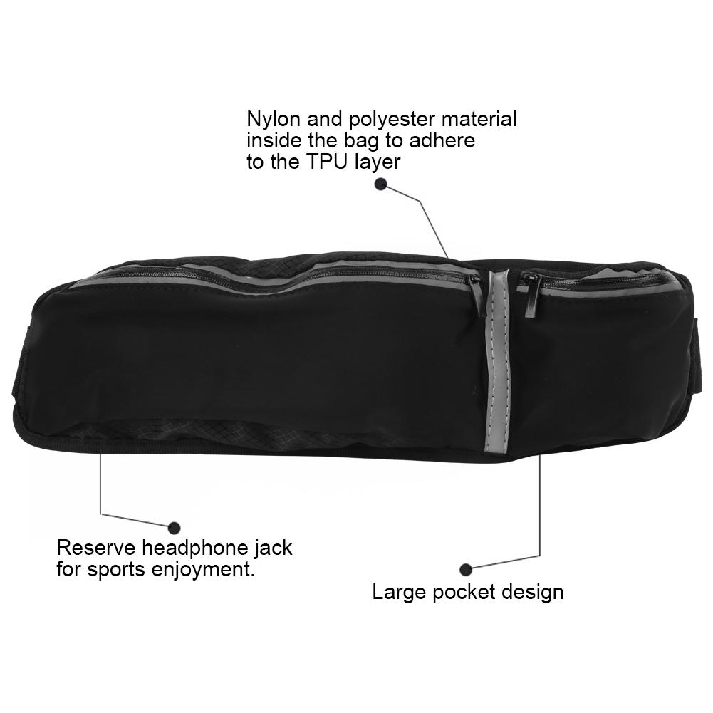 Sports Waist Bag Multifunction Outdoor Waterproof Largecapacity Belt Bag Running(Black Size)