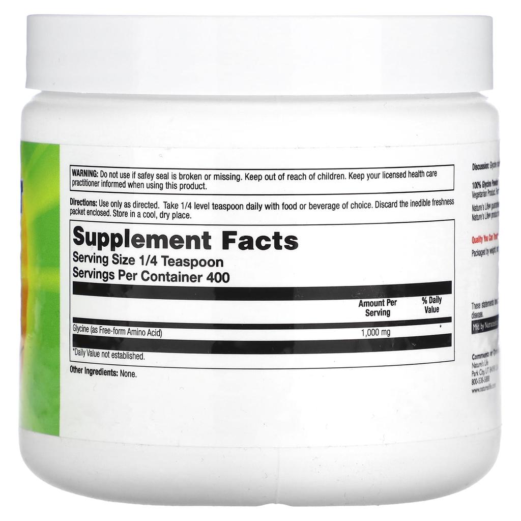 Nature'S Life, Glycine Powder, Unflavored, 400G