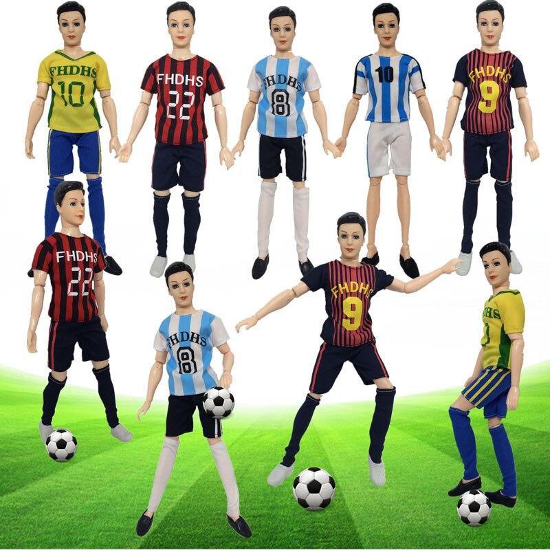 1 комплект, спортивная одежда для футбола 1/6, одежда для куклы Кена, одежда для мальчиков, топ, шорты, носки для бойфренда Барби, кукла Кена, мужские спортивные костюмы