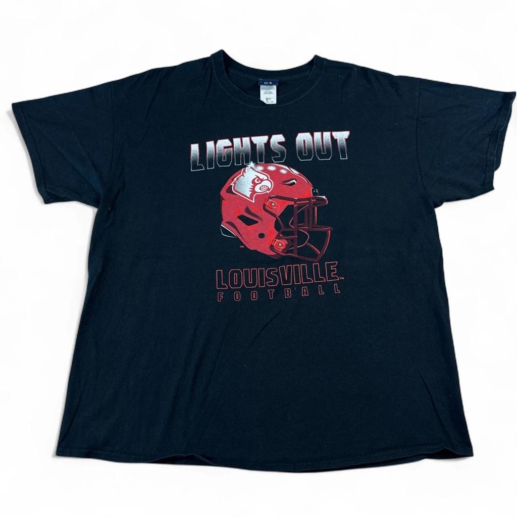 Vintage Louisville Cardinals Football T Shirt Adult Size XL Black Red Varsity