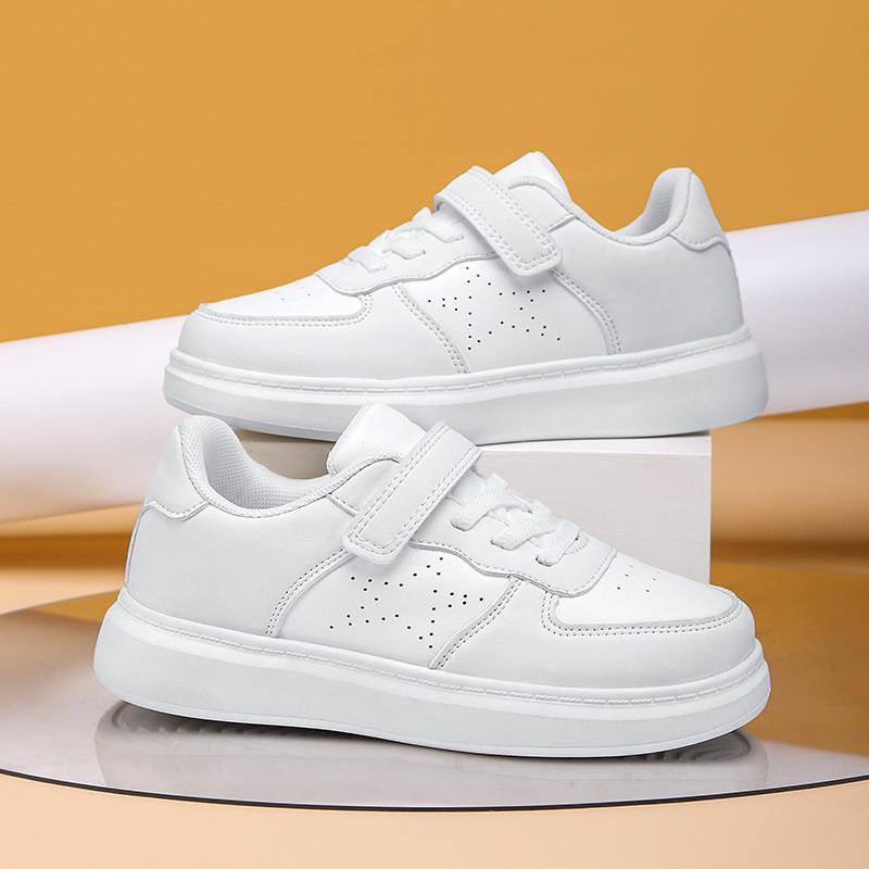 Kids Low-Top Casual Sneakers Boys Girls White Slip-Resistant Lightweight Sport Shoes Fall
