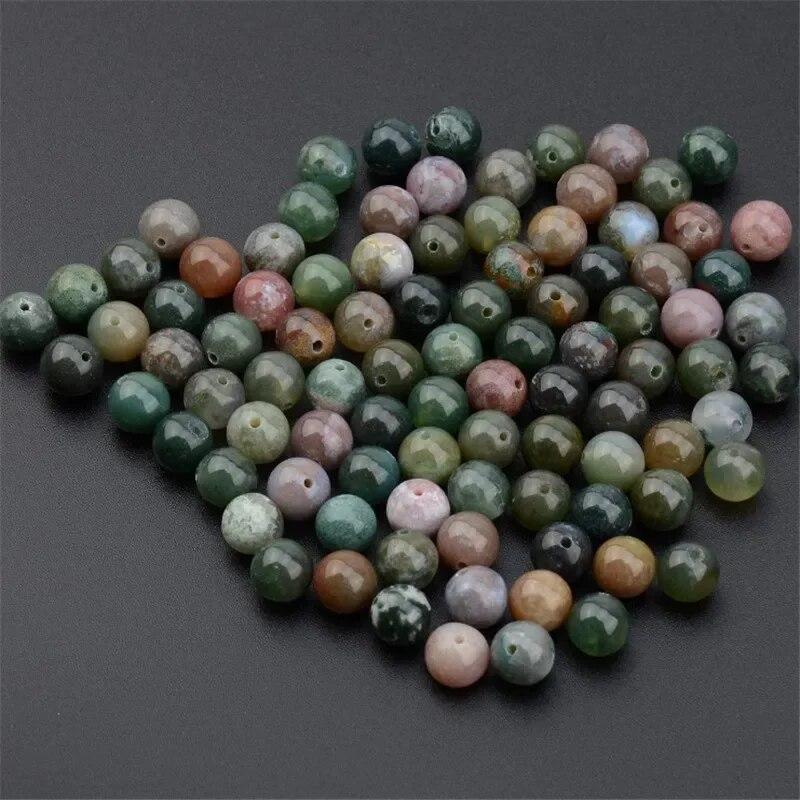 Натуральные индийские агатовые бусины-прокладки для изготовления ювелирных изделий, браслет, аксессуары «сделай сам», 4, 6, 8, 10 мм