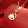 Ожерелье 'Нефритовый кролик Юй Юй' - Женский кулон с легкой роскошью, нишевый дизайн, цепочка на ключицу, идеальный подарок на день рождения для лучшей подруги
