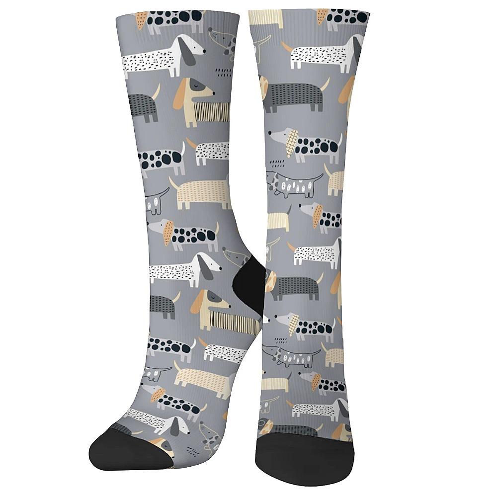 Animal Sausage Dog Versatilemen's Novelty Midtube Socks Fashionable and Cute Versatile Style Breathable and Warm Perfect Gift
