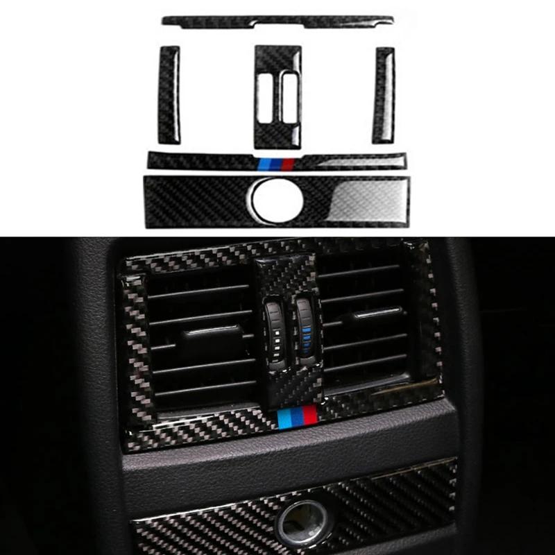 Carbon Fiber Auto Interior Rear Air Conditioning Outlet Trim Cover Sticker For BMW 3 Series F30 3GT F34 2013-19 Car