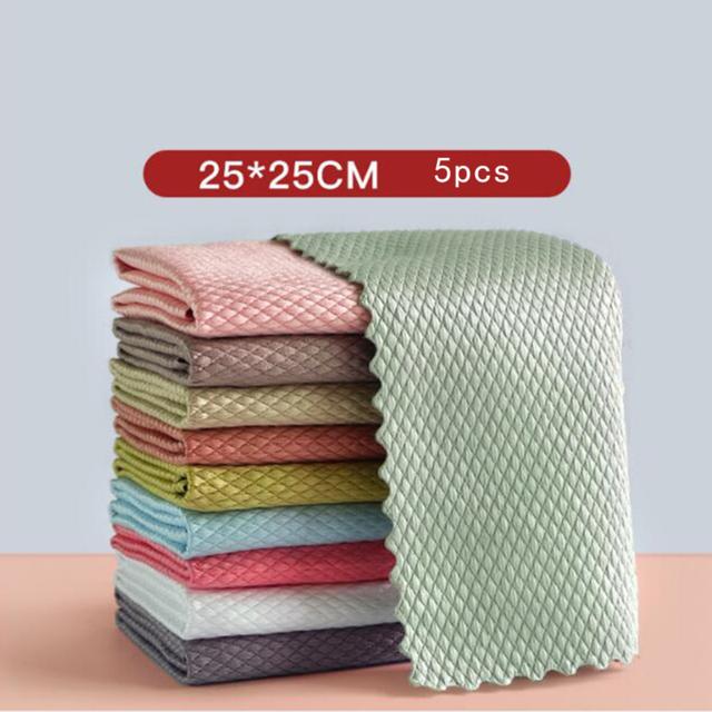 Kitchen Anti-Grease Wiping Rags Efficient Fish Scale Wipe Cloth Cleaning Cloth Home Washing Dish Cleaning Towel