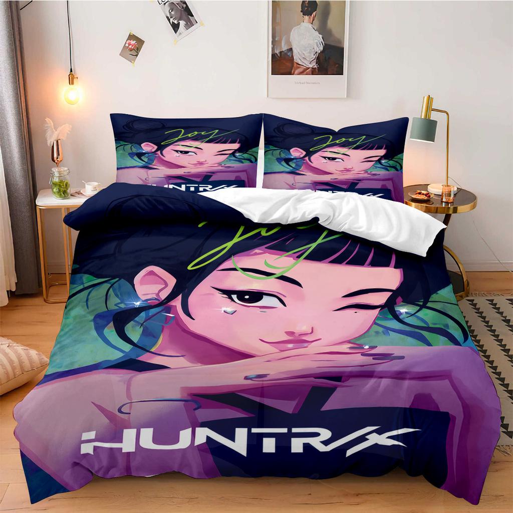K-Pop Demon Hunters Beddding Set for Fan Kids Machine Washable Durable King Queen Twin Size for K-pop Girls Home Bedroom Decor
