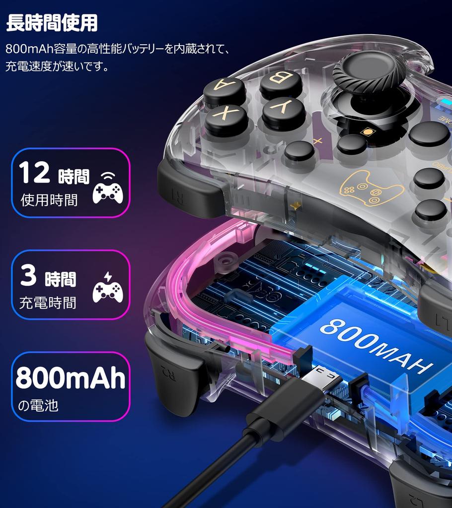 Wireless Switch Controller with Compatible with Switch Pro Equipped with Gyro Rapid Fire 4 Vibration App Compatible with Includes Receiver 10-Color