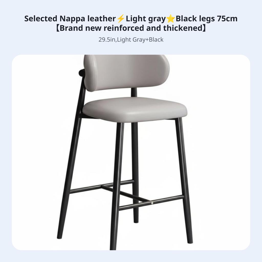 Upholstered High Stool with Low Spine Support Modern and Design Counter Chair Built-in Footrest Sturdy Construction for Adults